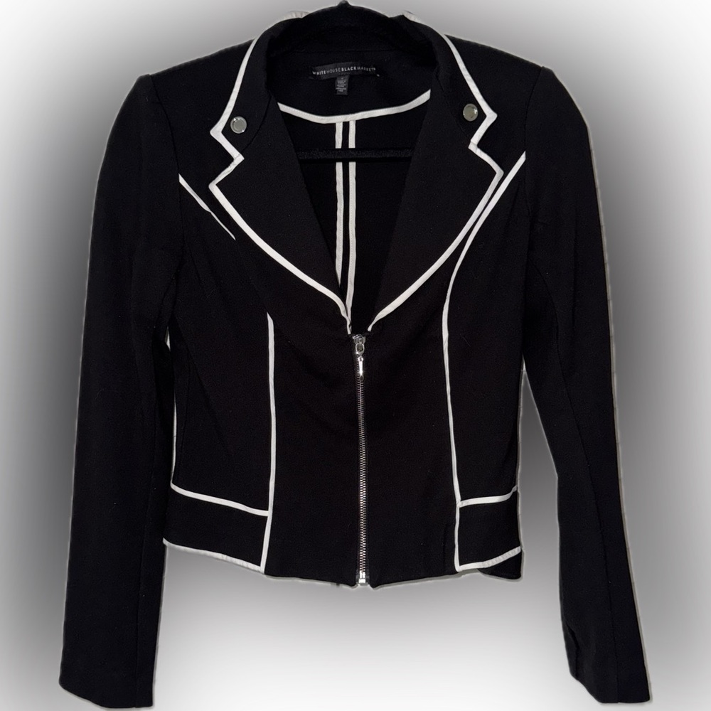 White House Black Market Black & White Trim Blazer Jacket